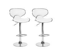 Set of 2 Bar Chairs CONWAY Swivel Faux Leather White