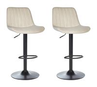 Beliani Set Of 2 Bar Chairs Dubrovnik Velvet Swivel Light Beige