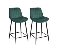 Set of 2 Bar Chairs DUBROVNIK Velvet Emerald Green