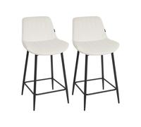 Beliani Set Of 2 Bar Chairs Dubrovnik Velvet Light Beige