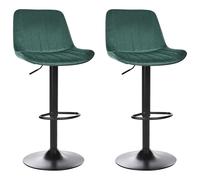 Beliani Set of 2 Bar Chairs DUBROVNIK Velvet Swivel Emerald Green, Green