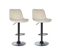 Beliani Set Of 2 Bar Chairs Dubrovnik Velvet Swivel Light Beige