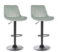 Beliani Set Of 2 Bar Chairs Dubrovnik Velvet Swivel Mint Green