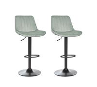 Set of 2 Bar Chairs DUBROVNIK Velvet Swivel Mint Green