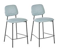 Set of 2 Bar Chairs DUETTE Fabric Light Blue
