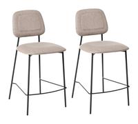 Set of 2 Bar Chairs DUETTE Faux Linen Taupe