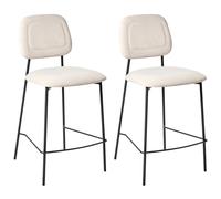 Set of 2 Bar Chairs DUETTE Velvet Light Beige