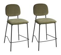 Set of 2 Bar Chairs DUETTE Velvet Olive Green