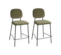 Set of 2 Bar Chairs DUETTE Velvet Olive Green
