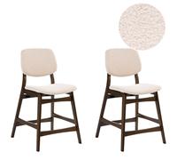 Set of 2 Bar Chairs ELAINE Boucle Brown/ Light Beige
