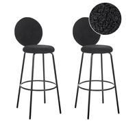 Set of 2 Bar Chairs EMERY Boucle Black