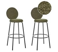 Set of 2 Bar Chairs EMERY Boucle Dark Green
