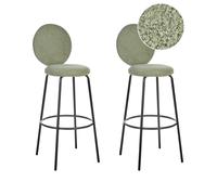 Set of 2 Bar Chairs EMERY Boucle Light Green