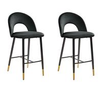 Beliani Set Of 2 Bar Chairs Falton Velvet Black, Black