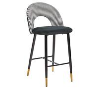 Set of 2 Bar Chairs FALTON Velvet Black/ White