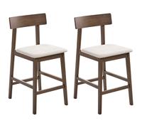 Set of 2 Bar Chairs ISANTI Wood Dark Brown/ Taupe