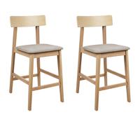 Beliani Set of 2 Bar Chairs ISANTI Wood Light Brown/ Taupe, Brown