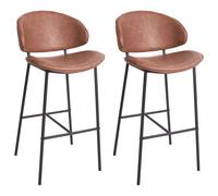 Set of 2 Bar Chairs KIANA Faux Leather Brown