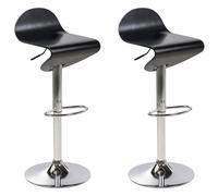 Set of 2 Bar Chairs LIVERPOOL Swivel Black