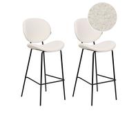 Set of 2 Bar Chairs LUANA Boucle White