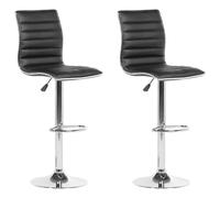 Beliani Set of 2 Bar Chairs LUCERNE Faux Leather Swivel Black, Black