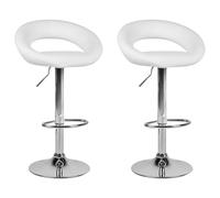 Beliani Set Of 2 Bar Chairs Peoria Swivel Faux Leather White