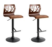 Set of 2 Bar Chairs PETERSBURG Faux Leather Brown/ Black