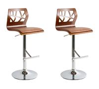 Set of 2 Bar Chairs PETERSBURG Faux Leather Brown/ Silver