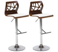 Beliani Set Of 2 Bar Chairs Petersburg Faux Leather Swivel Brown/ White