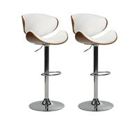 Beliani Set of 2 Bar Chairs ROTTERDAM Faux Leather Swivel White, White