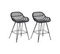Set of 2 Bar Chairs TERRELL Rattan Black
