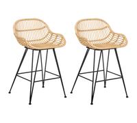 Beliani Set of 2 Bar Chairs TERRELL Rattan Natural