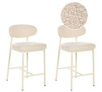 Set of 2 Bar Chairs UNITY Boucle Light Beige