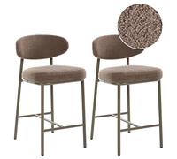 Set of 2 Bar Chairs UNITY Boucle Taupe