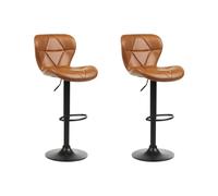 Beliani Set Of 2 Bar Chairs Valetta Swivel Faux Leather Golden Brown