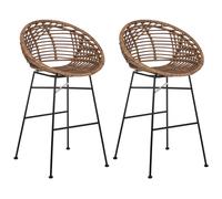 Set of 2 Bar Chairs WINDOM Rattan Brown