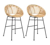 Beliani Set of 2 Bar Chairs WINDOM Rattan Natural
