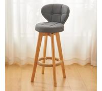 Set of 2 Bar Stools 75cm Height, Swivel Synthetic Leather Chairs with Wooden Legs, Upholstered Kitchen Island Stools for Home & Restaurant (2 Pack, D)