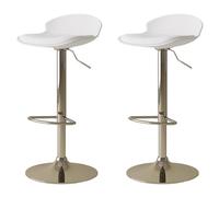 Set of 2 Bar Stools, Adjustable Swivel Gas Lift Bar Chairs, Leatherette Exterior, Chrome Footrest and Base for Kitchen, Breakfast Bar, Counter, Dining Room, Pub