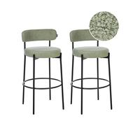 Beliani Set Of 2 Bar Chairs Allison Boucle Light Green