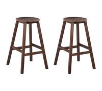 Beliani Set Of 2 Bar Stools Ancelle Bamboo Dark Brown