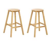 Beliani Set Of 2 Bar Stools Ancelle Bamboo Wood Light Brown