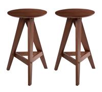 Set of 2 Bar Stools AROMA Wood Brown