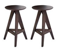 Set of 2 Bar Stools AROMA Wood Dark Brown