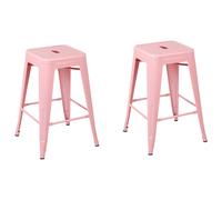 Set of 2 Bar Stools CABRILLO Metal Pink