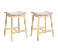 Set of 2 Bar Stools DIXON Wood Light Brown/ Grey