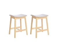 Beliani Set Of 2 Bar Stools Dixon Wood Light Brown/ Grey
