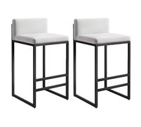 Set of 2 Bar Stools for Kitchen Island High Back Counter Chairs with Wrought Iron Legs - Slish Breakfast Bar Seating table &
