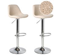 Set of 2 Bar Stools KAHLA Swivel Boucle Light Beige