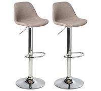 Set of 2 Bar Stools KAHLA Swivel Fabric Taupe